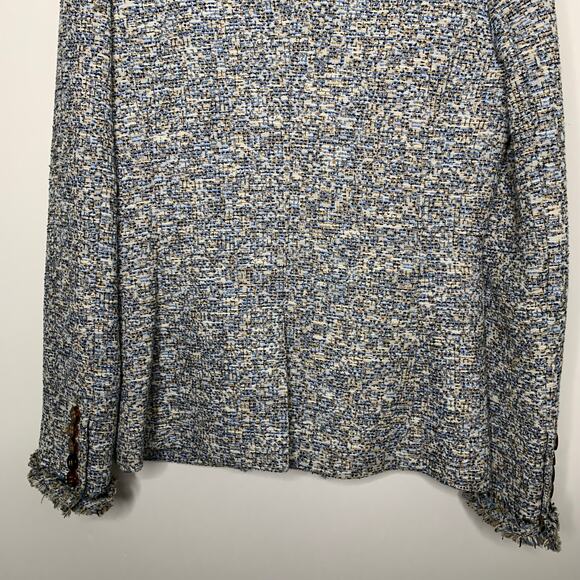 Veronica Beard Cedric Collarless Dickey Jacket Blue Tan Double Breast Womens 4 - Picture 7 of 16